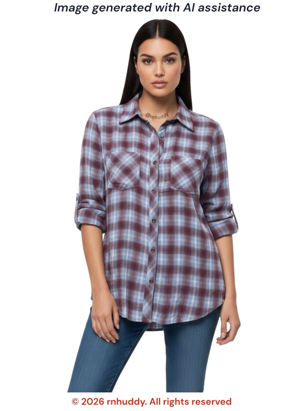 William Rast XL belted cuff plaid shirt